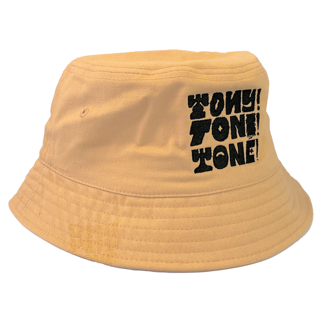 Tony! Toni! Toné! "Stacked Logo" Bucket Hat in Gold