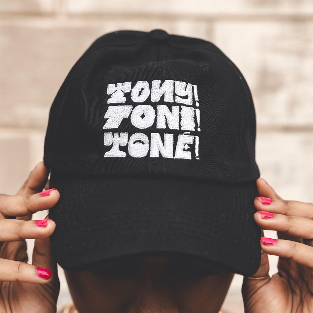 Tony! Toni! Toné! "Stacked Logo" Dad Hat in Black with White
