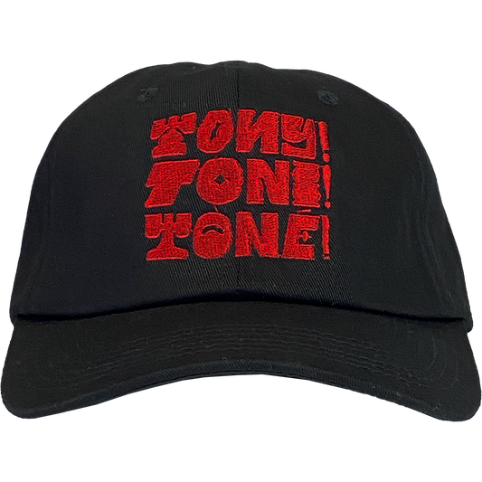 Tony! Toni! Toné! "Stacked Logo" Dad Hat in Black with Red