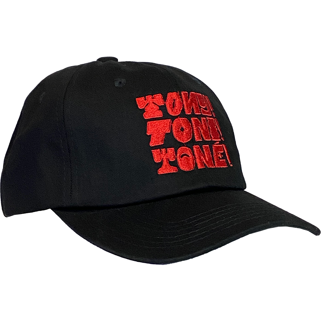 Tony! Toni! Toné! "Stacked Logo" Dad Hat in Black with Red