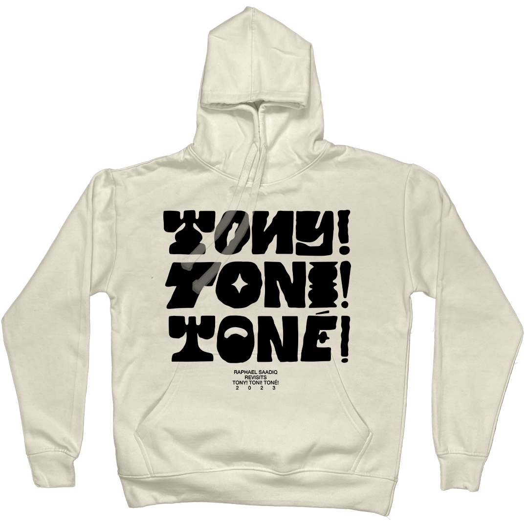 Tony! Toni! Toné! "Stacked Text" Pullover Hoodie in Natural